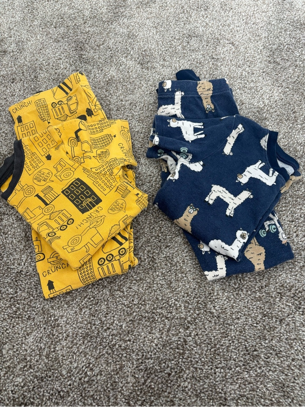 Bundle of two Carter's Yellow and Navy Toddler Pajama Sets